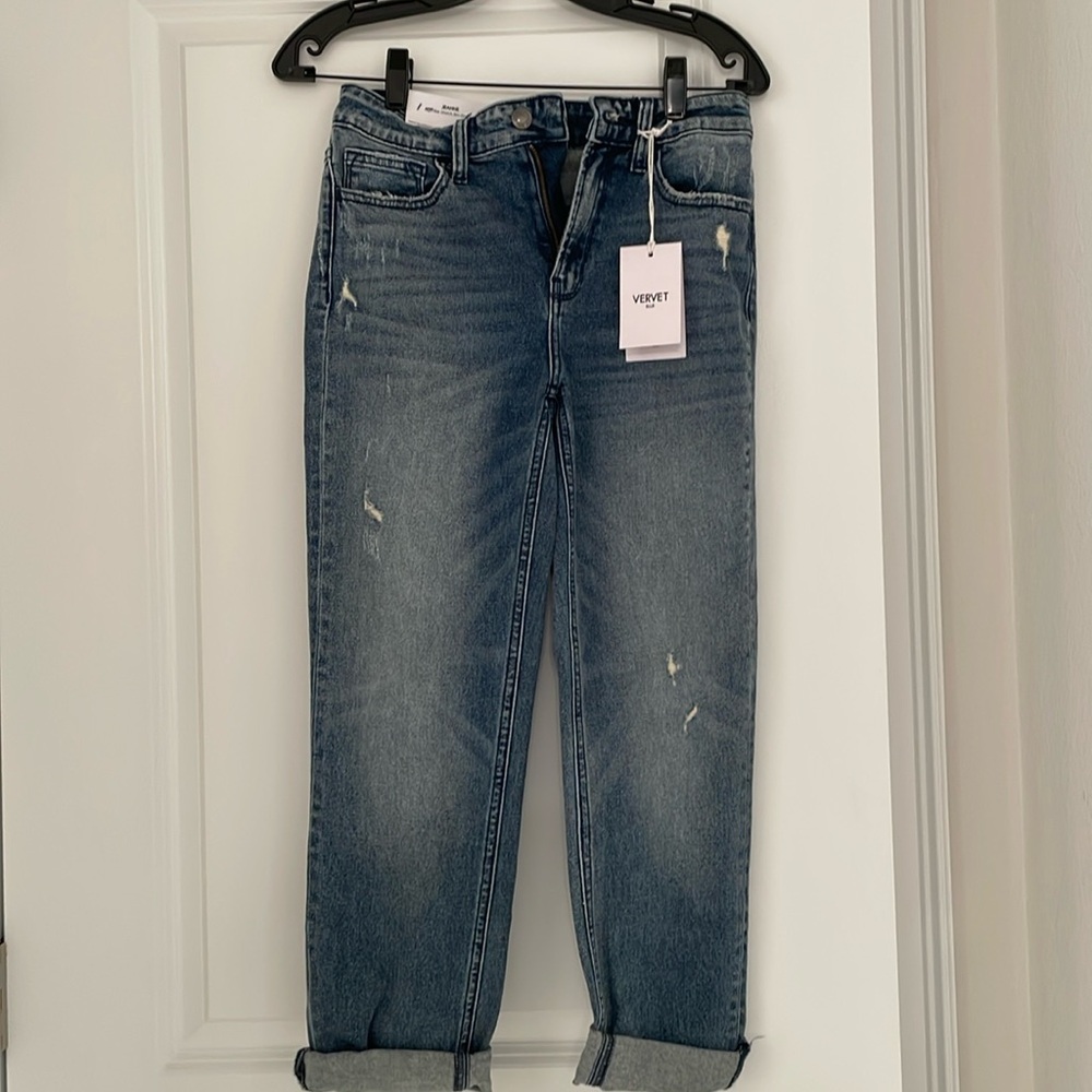 Vervet Blue high riser stretch slim straight denim